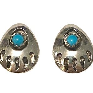 Vintage Native American Bear Claw Earrings sterling silver 925